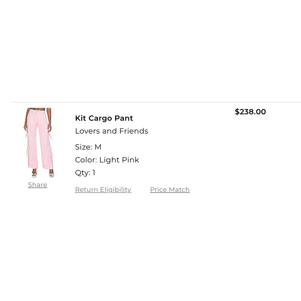 Lovers and Friends Kit Cargo Pant Light Pink Satin Wide Leg Buckle Trousers M - Picture 6 of 6